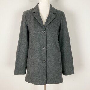 Eileen Fisher Wool Blend Button Front Jacket Casual Dark Gray Size Medium Womens